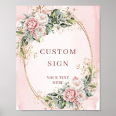 Romantiek Boho Stof Roze Bloemstuk Aangepast Bord Poster (Voorkant)