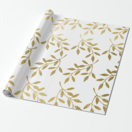 Romantiek Goud Botanisch Blad Bruiloft Inpakpapier