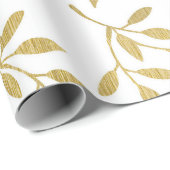 Romantiek Goud Botanisch Blad Bruiloft Inpakpapier (Rol Hoek)