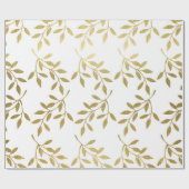 Romantiek Gouden Botanisch Blad Bruiloft Inpakpapi Cadeaupapier (Vlak)