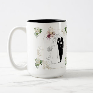 Romantiek in bloei zwart & wit tweekleurige koffiemok