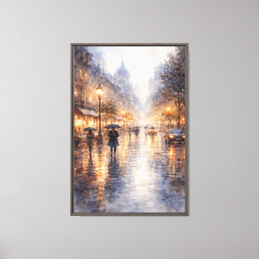 Romantiek in de regen canvas afdruk (Voorkant)