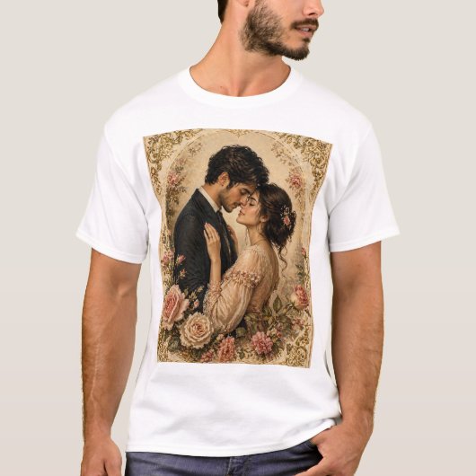 Romantiek in de rozentuin. t-shirt (Voorkant)