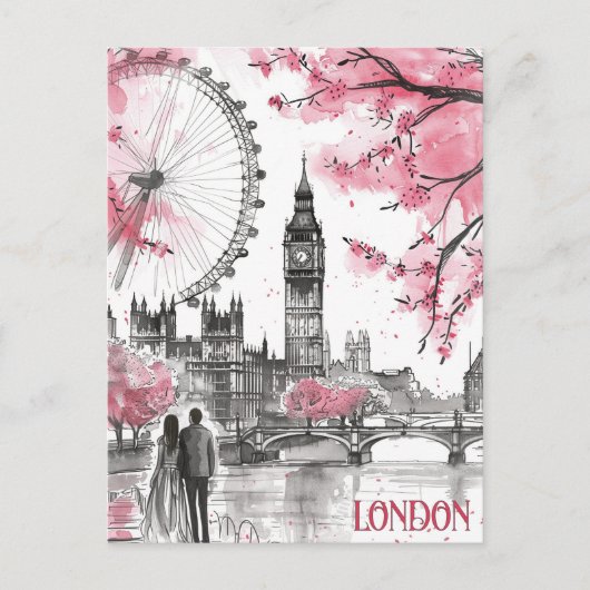 Romantiek in Londen Briefkaart (Voorkant)