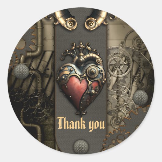 Romantiek in wielen en buizen de steampunk-ziel ronde sticker (Voorkant)