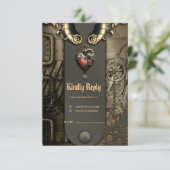 Romantiek in wielen en buizen de steampunk-ziel RSVP kaartje (Staand voorkant)