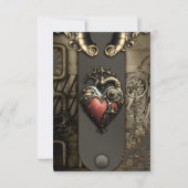 Romantiek in wielen en buizen de steampunk-ziel RSVP kaartje (Achterkant)