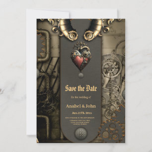 Romantiek in wielen en buizen de steampunk-ziel save the date