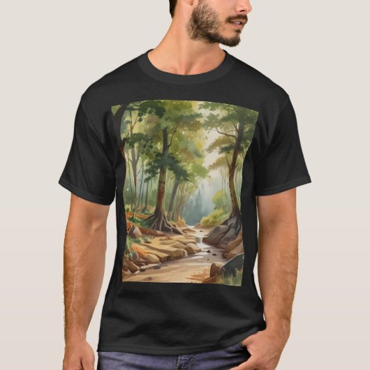 Romantiek Landschap waterverf schilderen van bomen T-shirt (Voorkant)