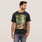 Romantiek Landschap waterverf schilderen van bomen T-shirt (Voorkant volledig)