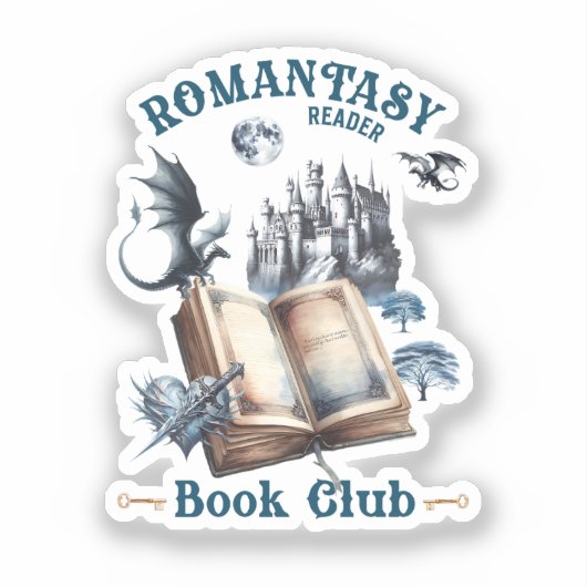 Romantiek Lezer Dragon Book Club Castle Sticker (Voorkant)
