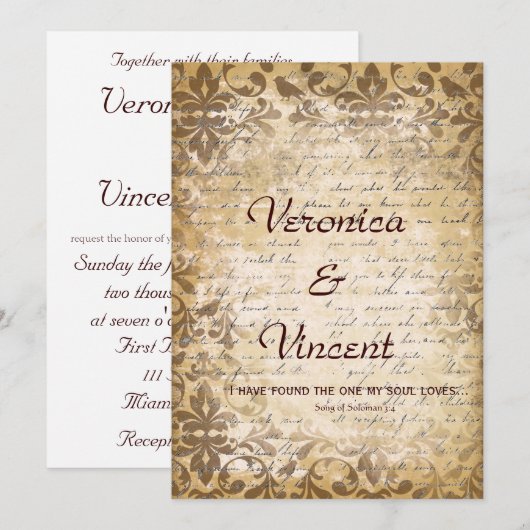 romantiek met Bijbelvers Trouwen Kaart (Voorkant / Achterkant)