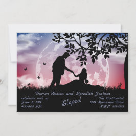 Romantiek onder de blauwe rode maan Elopement Kaart
