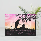 Romantiek onder de roze-oranje maan Elopement Kaart (Staand voorkant)