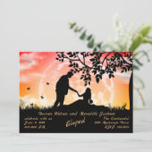 Romantiek onder oranje maan Elopement Kaart (Staand voorkant)