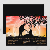 Romantiek onder oranje maan Elopement Kaart (Voorkant / Achterkant)