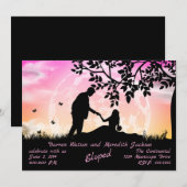 Romantiek onder roze-oranje maan Elopement Kaart (Voorkant / Achterkant)