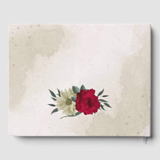 Romantiek rood & bleek geel bloemen bruiloft gastenboek (Achterkant)