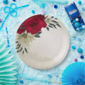 Romantiek rood & bleek geel bloempapier borden papieren bordje (Feest)