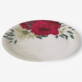 Romantiek rood & bleek geel bloempapier borden papieren bordje (Gekanteld)