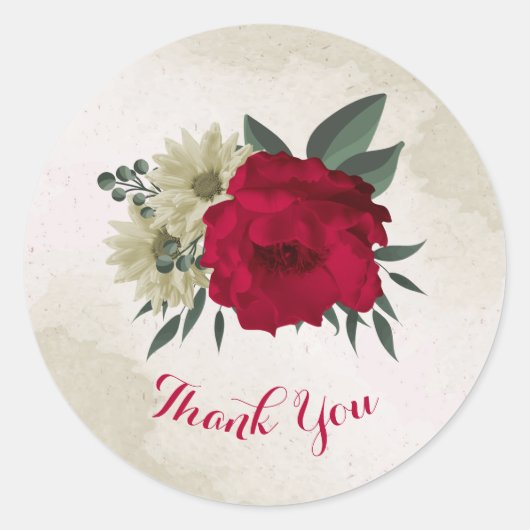 Romantiek rood & bleek geel ronde sticker (Voorkant)