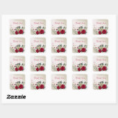 Romantiek rood & bleek geel vierkante sticker (Vel)