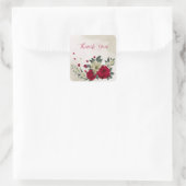 Romantiek rood & bleek geel vierkante sticker (Tas)