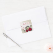 Romantiek rood & bleek geel vierkante sticker (Envelop)