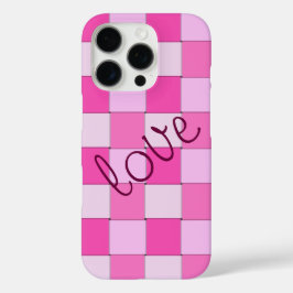 Romantiek Roze Geweven Tegels met Liefde iPhone 16 Pro Hoesje