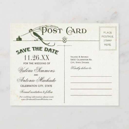 romantiek Save the Date Briefkaarten (Achterkant)