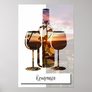 Romantiek - Wijn voor twee bij zonsondergang Poster