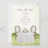 Romantieke eettafel tuin save the date (Voorkant)