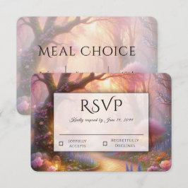 Romantieke Pastelkleurige Tuinpad Lantaarn Bruilof RSVP Kaartje