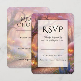 Romantieke Pastelkleurige Tuinpad Lantaarn Bruilof RSVP Kaartje