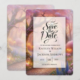 Romantieke Pastelkleurige Tuinpaden Lantaarn Bruil Save The Date