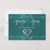 Romantieke Rolhart - Turquoise RSVP Kaartje (Voorkant)
