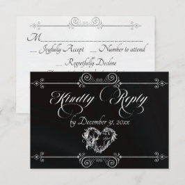 Romantieke Rolhart - Zwart RSVP Kaartje