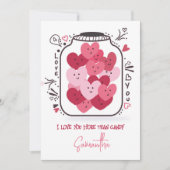 Romantieke Roze Hartjes Snoep in Glazen Pot Valent Feestdagenkaart (Voorkant)