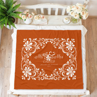 Romantieke verbrande oranje shabby chic Mr & Mrs b Fleece Deken