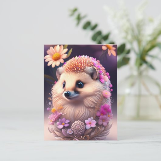 Romantik Igel mit Blumen Briefkaart (Staand voorkant)