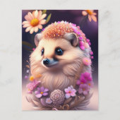 Romantik Igel mit Blumen Briefkaart (Voorkant)