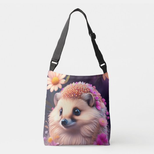 Romantik Igel mit Blumen Crossbody Tas (Voorkant)