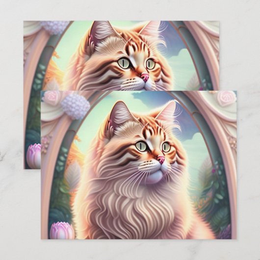 Romantik Katze mit Blumen Briefkaart (Voorkant / Achterkant)