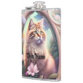 Romantik Katze mit Blumen Heupfles (Links)
