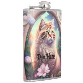 Romantik Katze mit Blumen Heupfles (Rechts)
