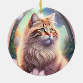 Romantik Katze mit Blumen Keramisch Ornament (Achterkant)