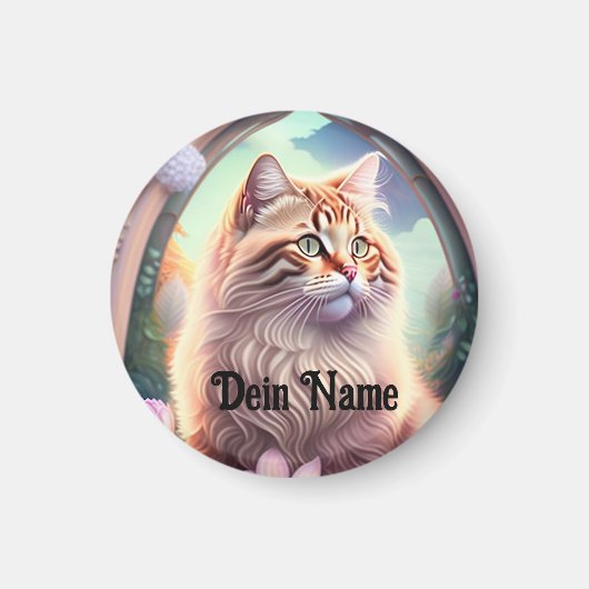 Romantik Katze mit Blumen Magneet (Voorkant)