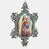 Romantik Katze mit Blumen Tin Sneeuwvlok Ornament (Links)