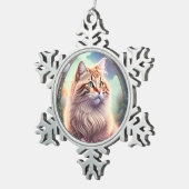 Romantik Katze mit Blumen Tin Sneeuwvlok Ornament (Rechts)