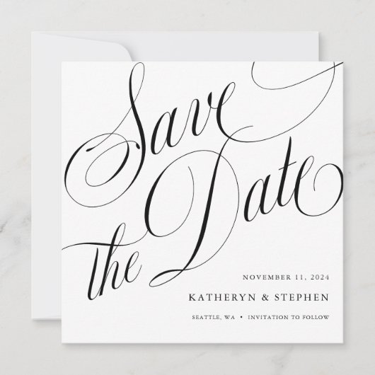 Romantique en legant Save the Date Kaart Square (Voorkant)